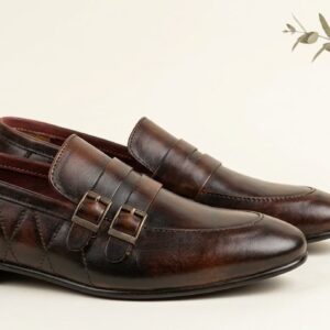 Burnished Double-Buckle Loafers